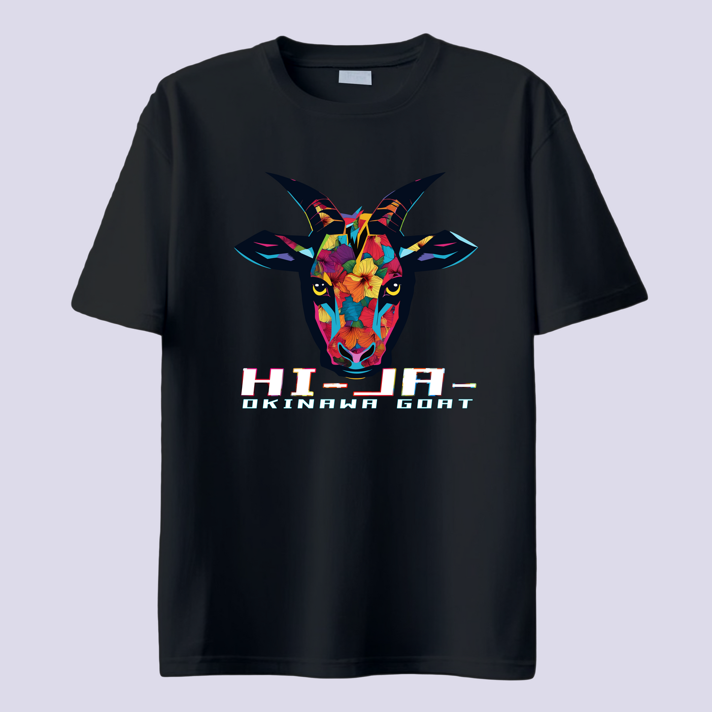 HI-JA- ヒージャー 花 / 黒T(島ヤギ Okinawa goat Flower)