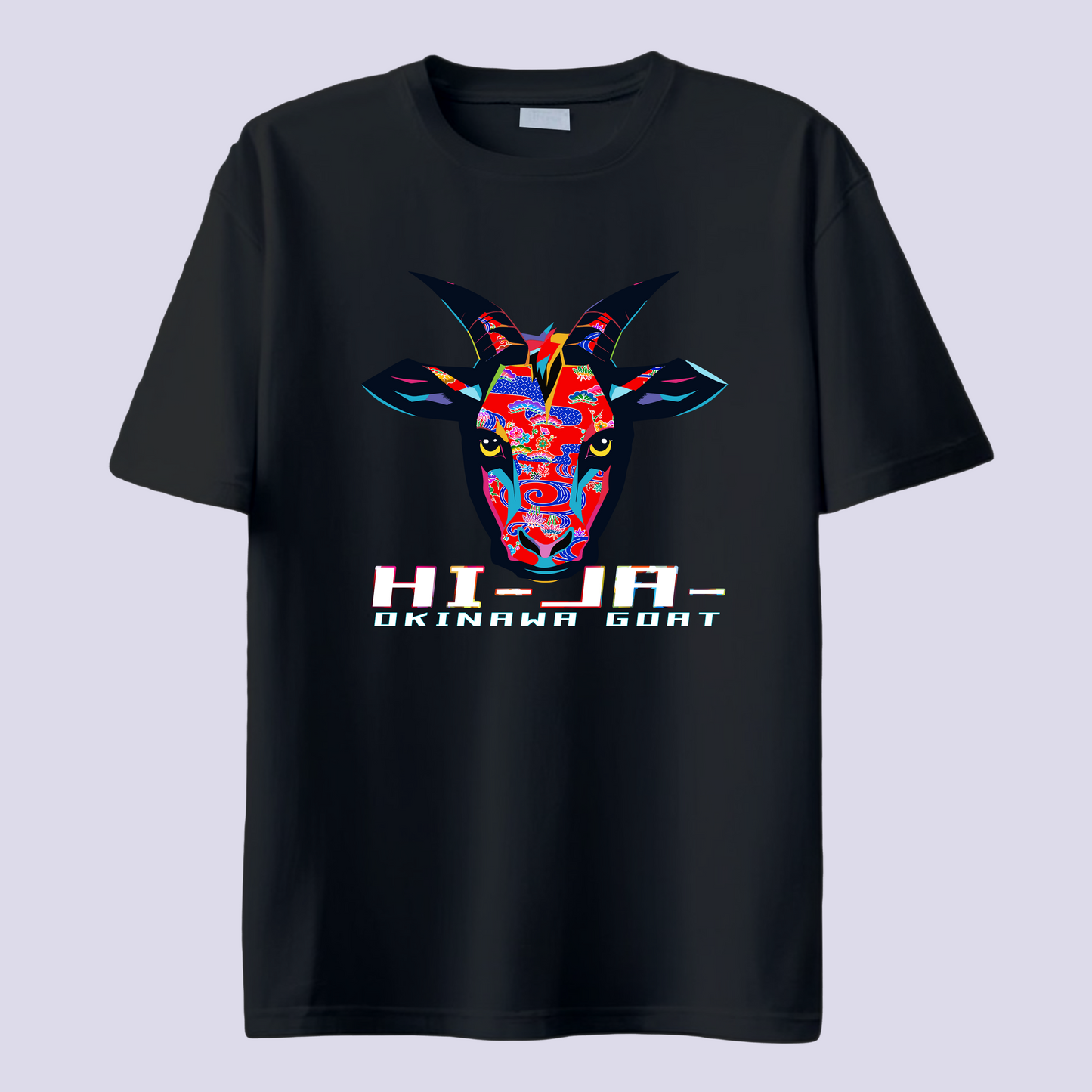 HI-JA- ヒージャー 紅型 レッド / 黒T(島ヤギ Okinawa goat Bingata)