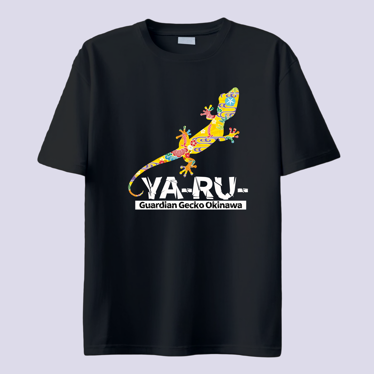 YA-RU- ヤールー紅型 イエロー / 黒T (Gardian Gecko Bingata)