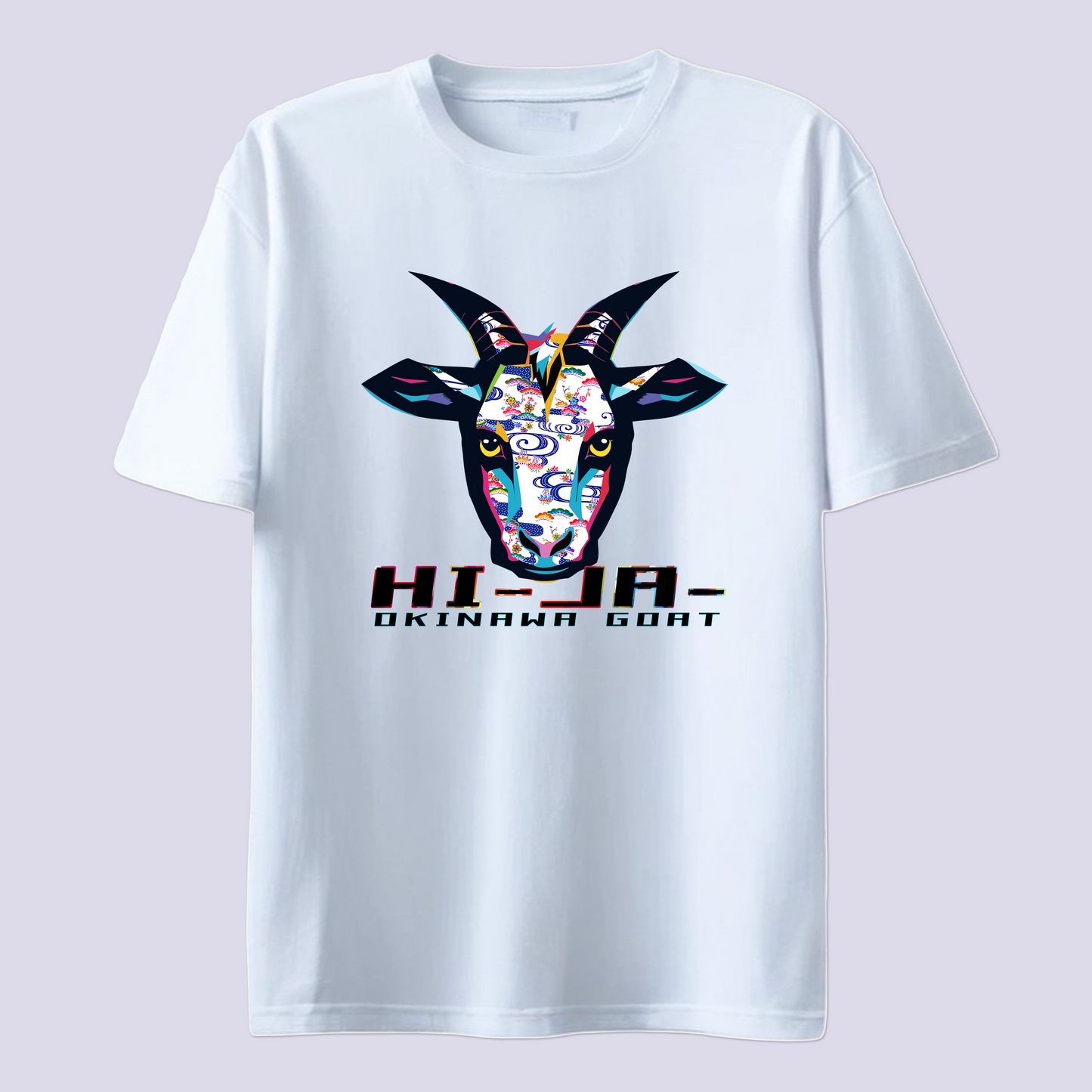 HI-JA- ヒージャー 紅型 ホワイト / 白T(島ヤギ Okinawa goat Bingata)