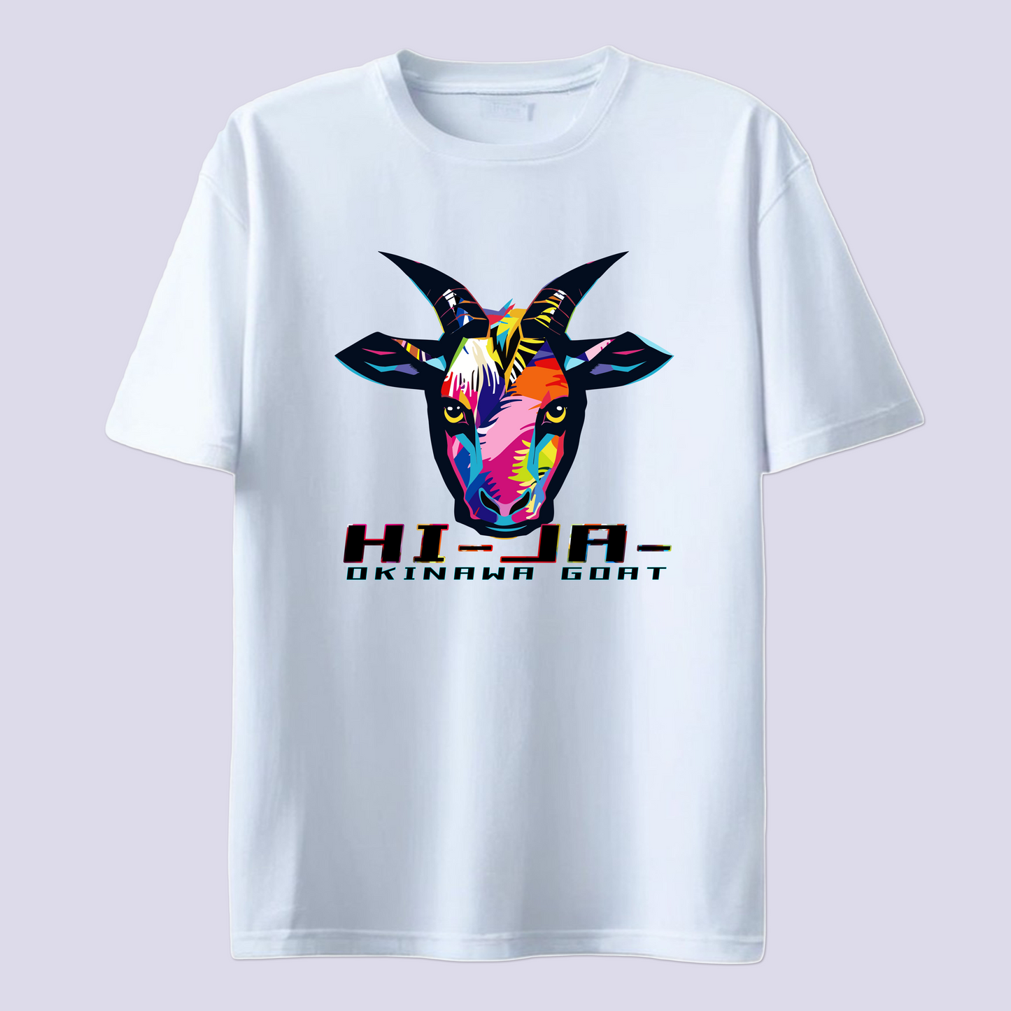 HI-JA- ヒージャー 虹 / 白T(島ヤギ Okinawa goat Rainbow)