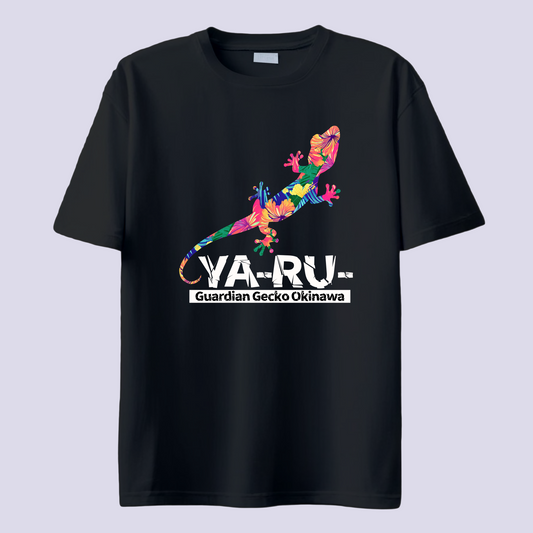 YA-RU- ヤールー花 / 黒T (Gardian Gecko)