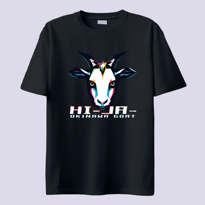HI-JA- ヒージャー  白ノーマル / 黒T（島ヤギ Okinawa goat））