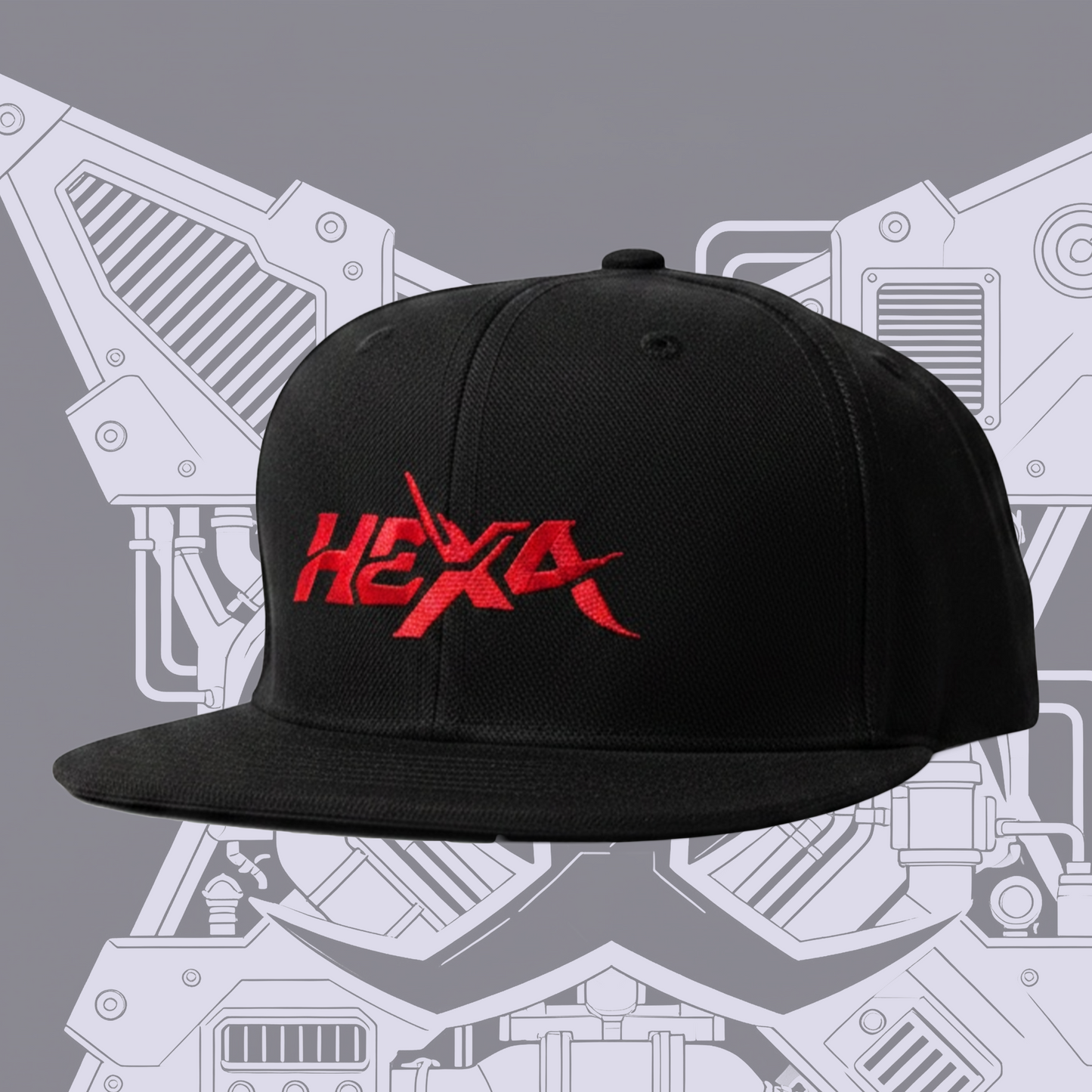 HEXAサイバーロゴ キャップ/ フラット赤