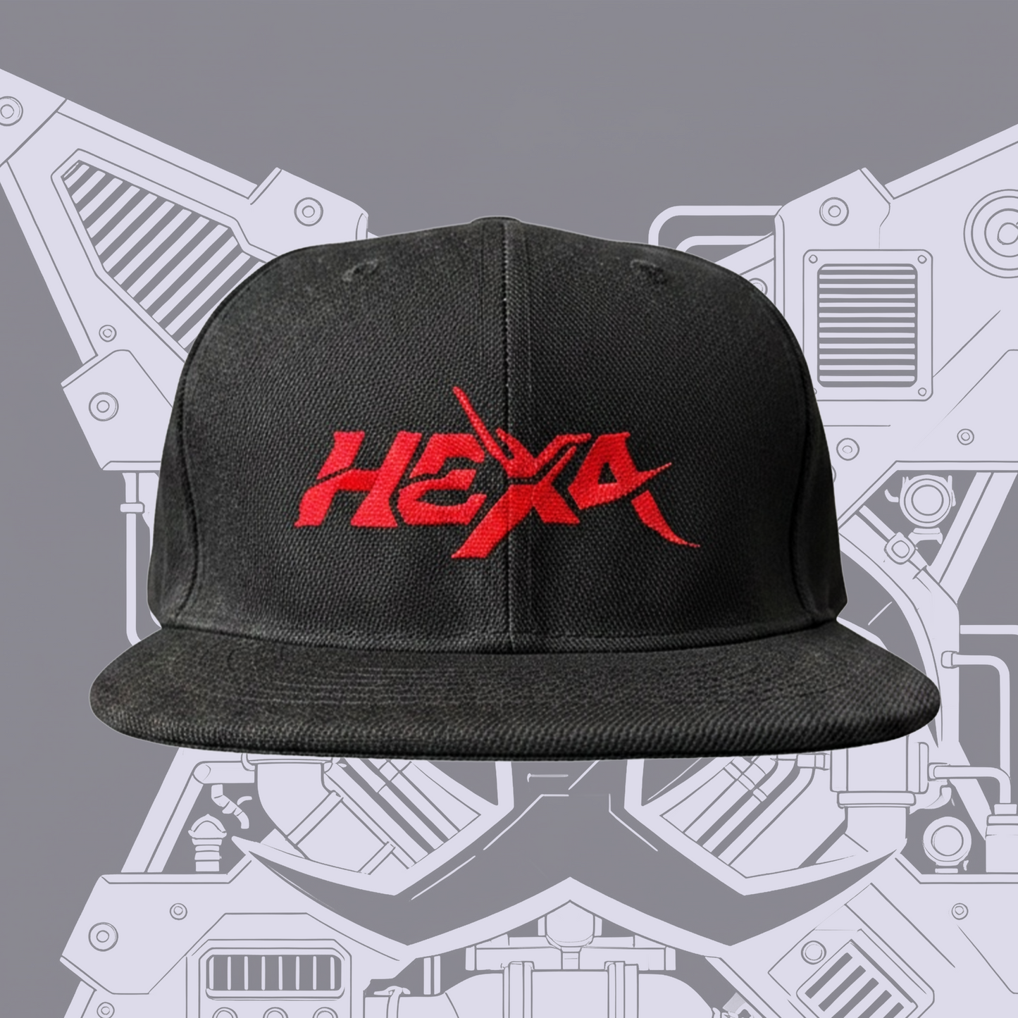 HEXAサイバーロゴ キャップ/ フラット赤