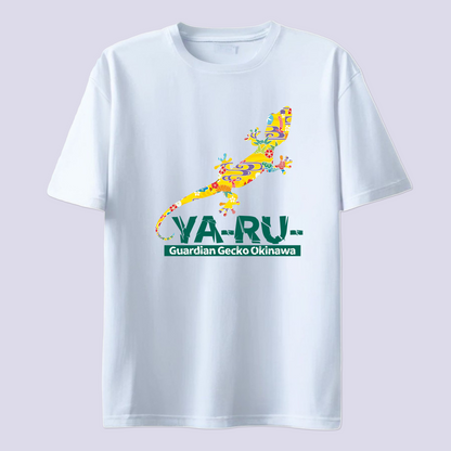 YA-RU- ヤールー紅型 イエロー / 白T (Gardian Gecko Bingata)