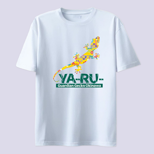 YA-RU- ヤールー紅型 イエロー / 白T (Gardian Gecko Bingata)