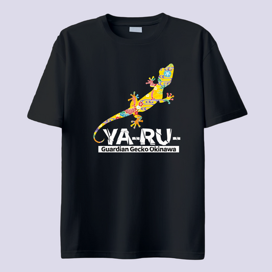 YA-RU- ヤールー紅型 イエロー / 黒T (Gardian Gecko Bingata)